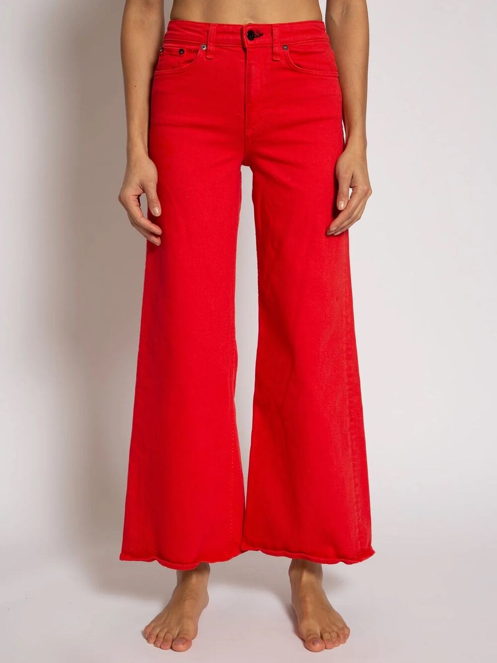 ASKK NY High Rise Wide Leg Jeans in Blazin Red Size 31